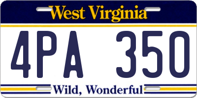 WV license plate 4PA350