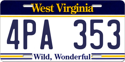 WV license plate 4PA353