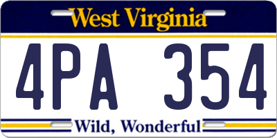 WV license plate 4PA354