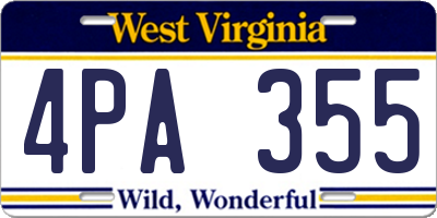 WV license plate 4PA355