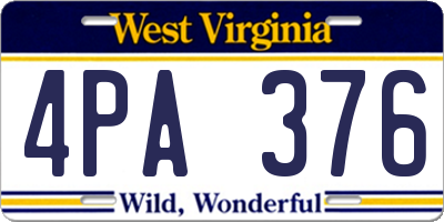WV license plate 4PA376