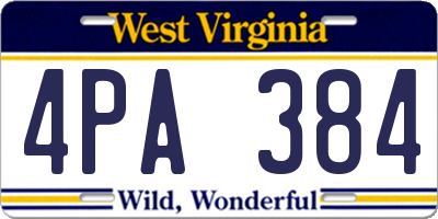 WV license plate 4PA384