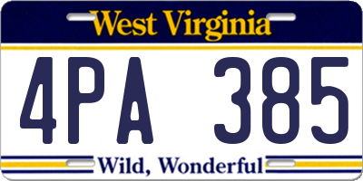 WV license plate 4PA385