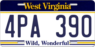 WV license plate 4PA390