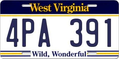 WV license plate 4PA391