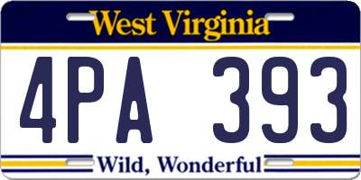 WV license plate 4PA393