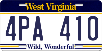 WV license plate 4PA410