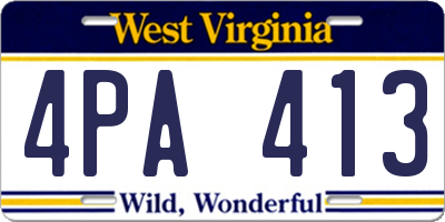 WV license plate 4PA413