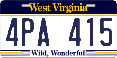 WV license plate 4PA415
