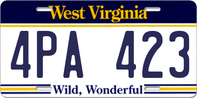 WV license plate 4PA423