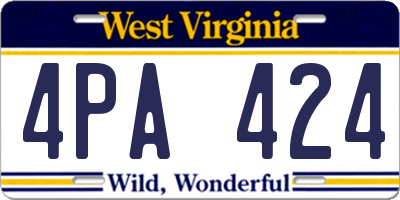WV license plate 4PA424
