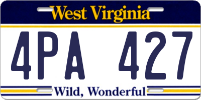 WV license plate 4PA427