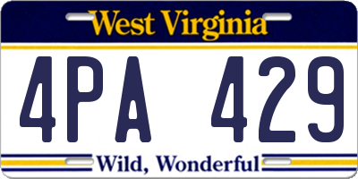 WV license plate 4PA429