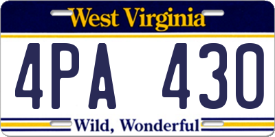WV license plate 4PA430