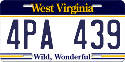 WV license plate 4PA439