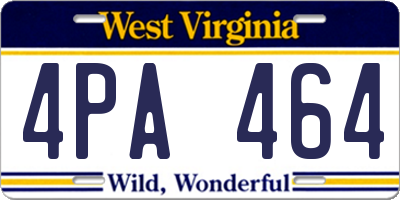 WV license plate 4PA464