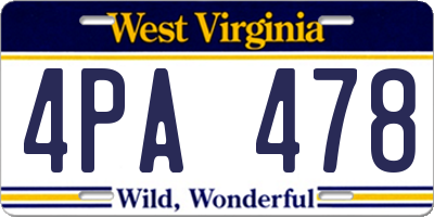 WV license plate 4PA478