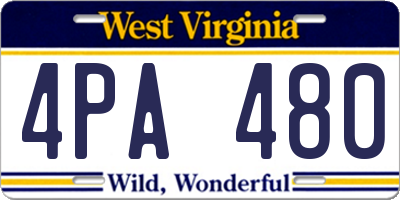 WV license plate 4PA480