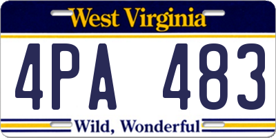 WV license plate 4PA483