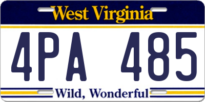 WV license plate 4PA485