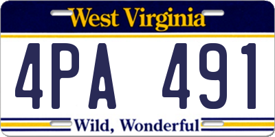 WV license plate 4PA491