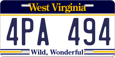 WV license plate 4PA494