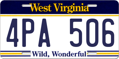 WV license plate 4PA506