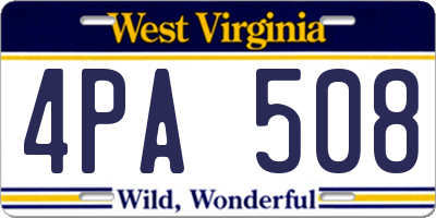 WV license plate 4PA508