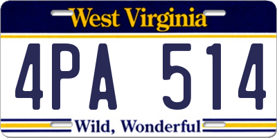 WV license plate 4PA514