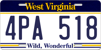 WV license plate 4PA518