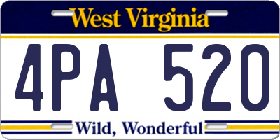 WV license plate 4PA520