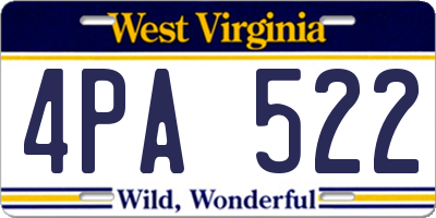 WV license plate 4PA522