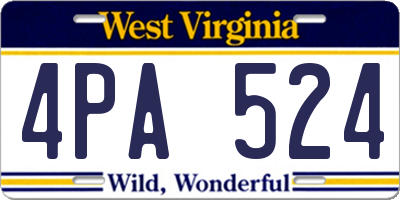 WV license plate 4PA524