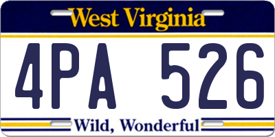 WV license plate 4PA526