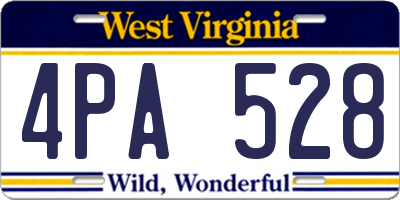 WV license plate 4PA528