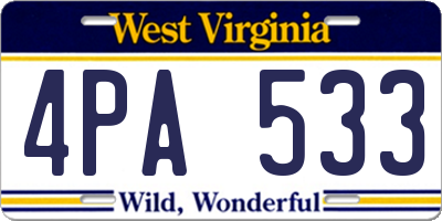 WV license plate 4PA533