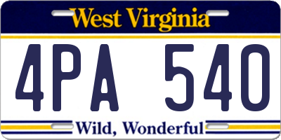 WV license plate 4PA540