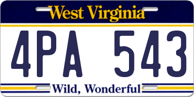 WV license plate 4PA543