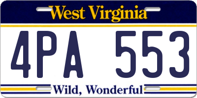 WV license plate 4PA553