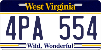 WV license plate 4PA554