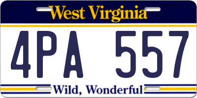 WV license plate 4PA557