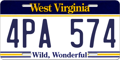 WV license plate 4PA574