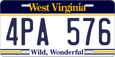 WV license plate 4PA576