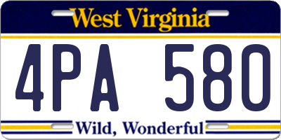 WV license plate 4PA580