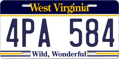 WV license plate 4PA584