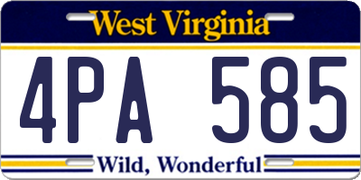 WV license plate 4PA585