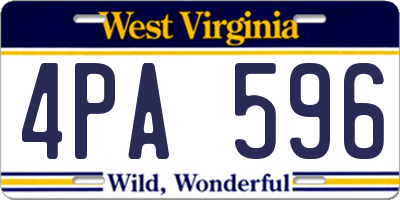 WV license plate 4PA596