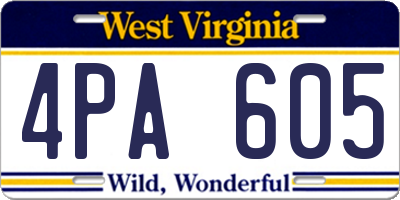 WV license plate 4PA605