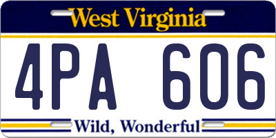 WV license plate 4PA606