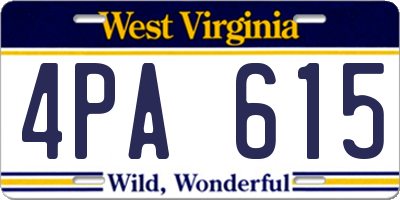WV license plate 4PA615